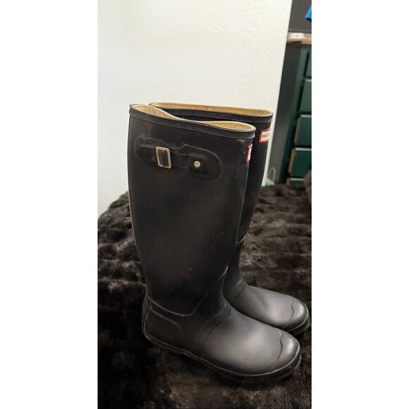 Hunter Original Tall Rain Waterproof Boots Black Women's Size 11 Matte - Picture 1 of 6